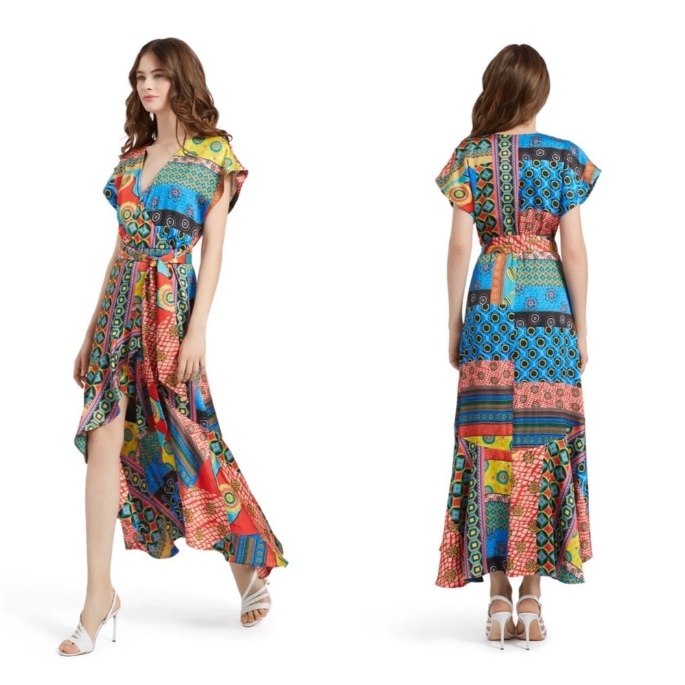 Alice & Olivia Dani Cap Sleeve Ruffle Kimono Dress - Picture 1 of 11